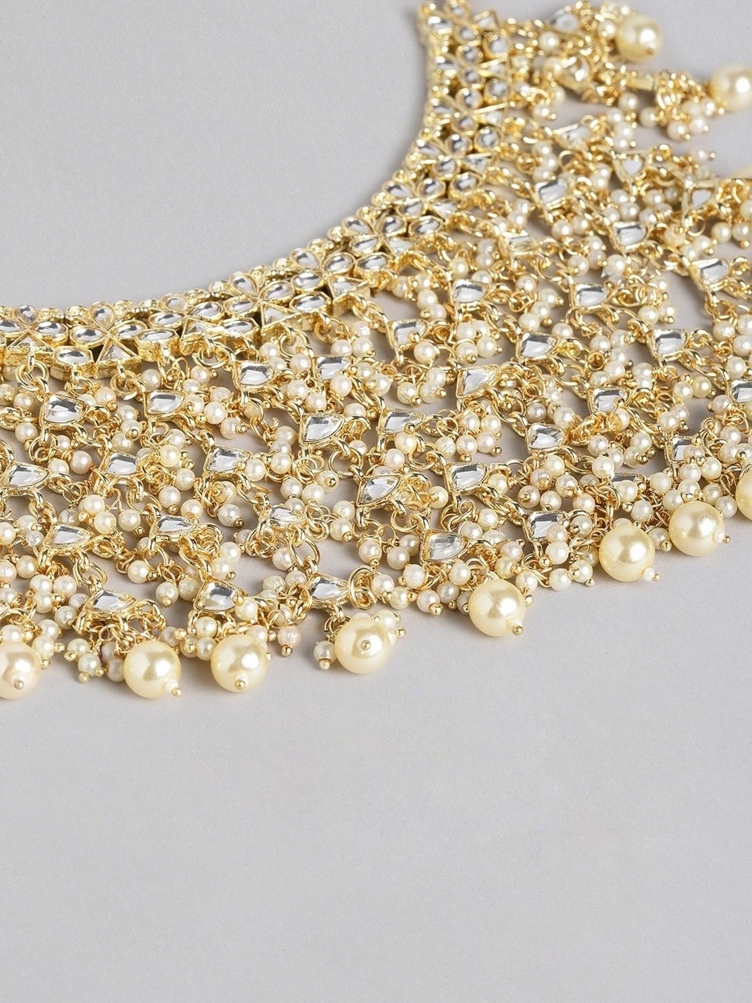 Zaveri Pearls Gold Tone Ethnic Kundan Choker Necklace & Earring Set-ZPFK10485