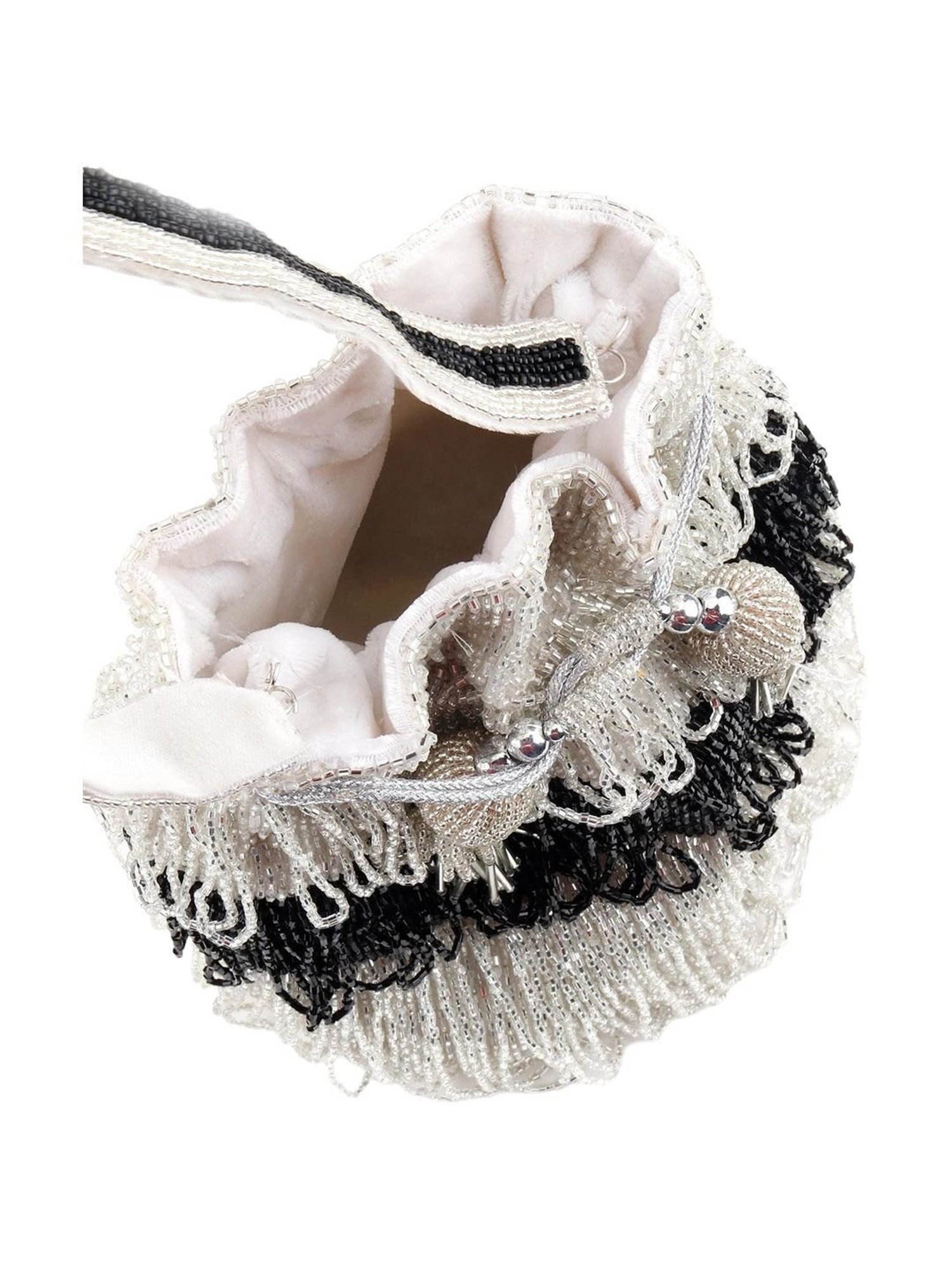 Odette White & Black Embellished Potli