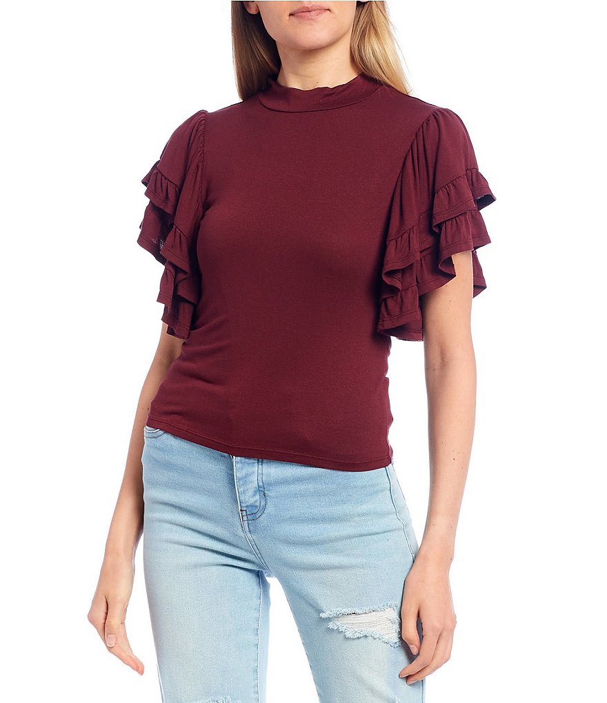 Double Zero Tiered Flutter Sleeve Top