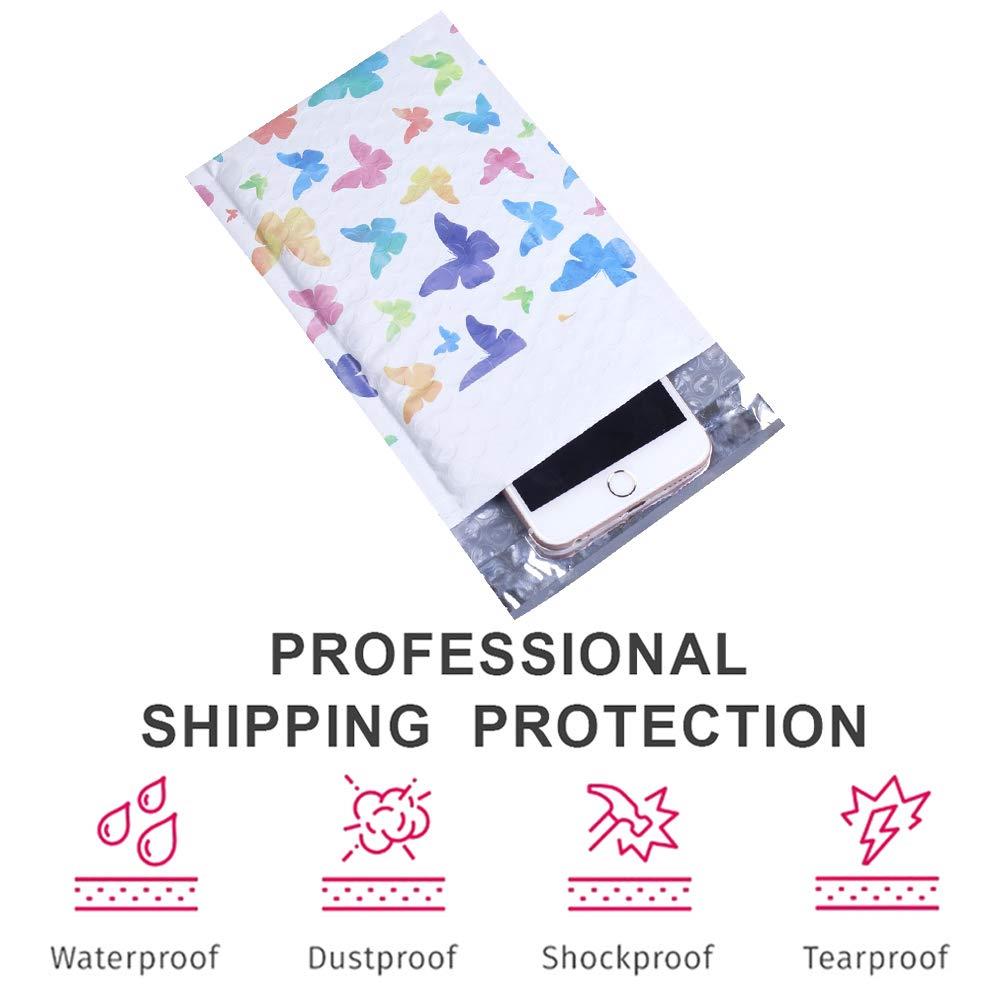 Mailer Plus #000 4x8" 50pcs Colorful Butterfly Designer Poly Bubble Mailers Padded Envelopes Boutique Custom Bags