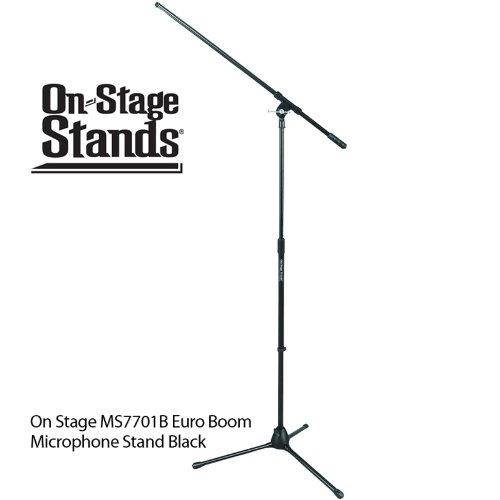 On Stage MS7701B Euro Boom Microphone Stand Black Outfit Of 3