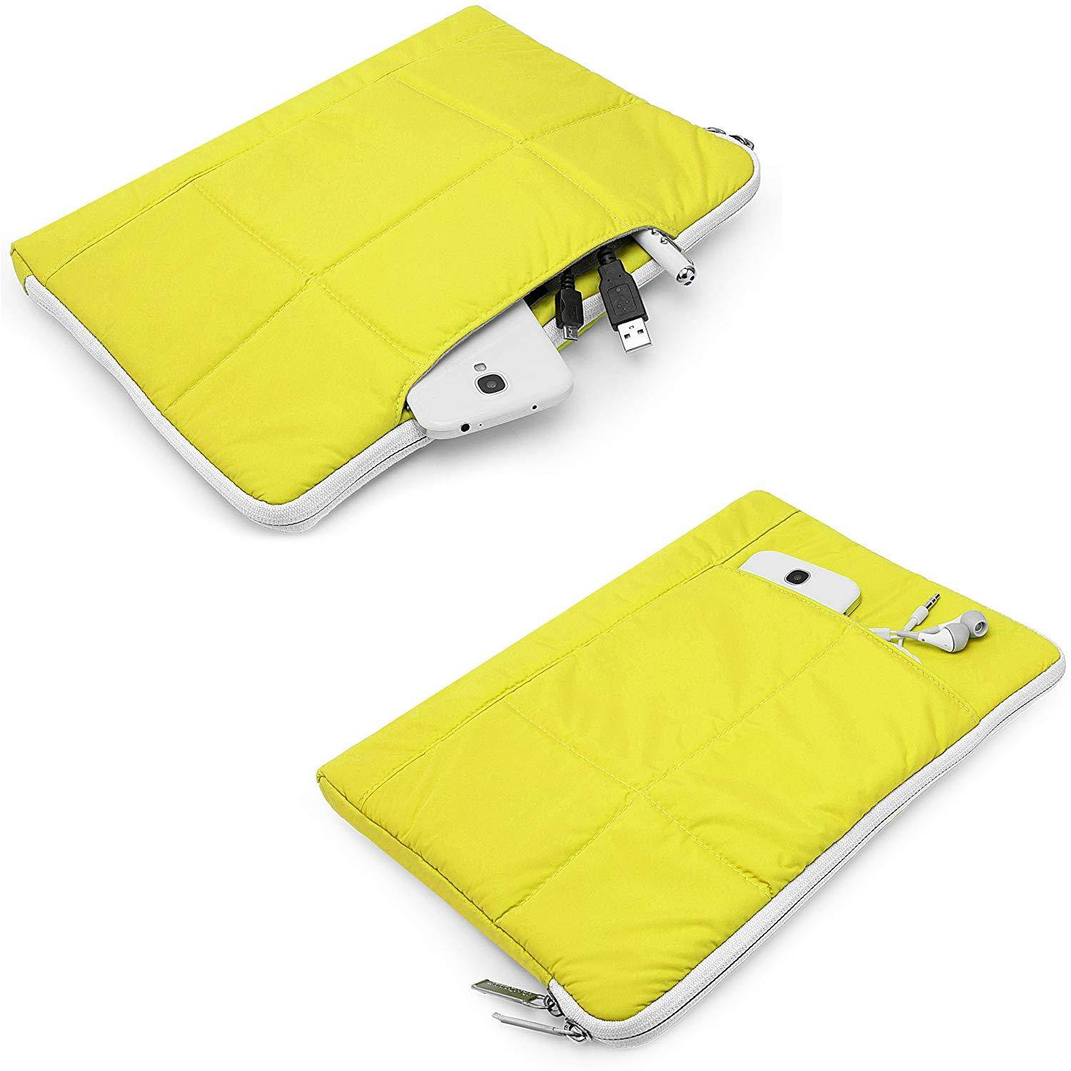 Pillow Zippered Sheen Quilted Sleeve [GRN] For Huawei MediaPad 10.1-inch/iBall Slide 10.1/Impecca DVP 9-inch + Earbuds