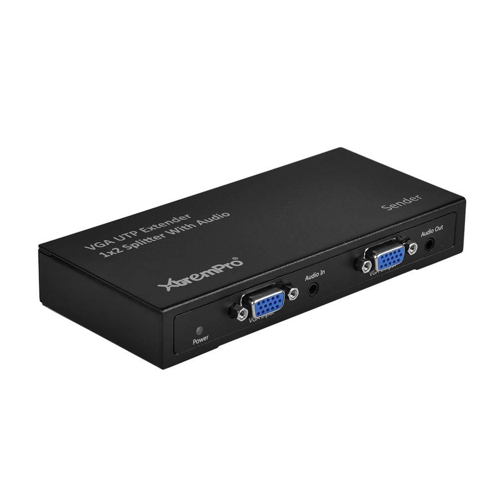 XtremPro 1920X1200 VGA UTP Extender Up tp 980ft (300M) 1X2 Splitter with Audio(TX+RX UL)