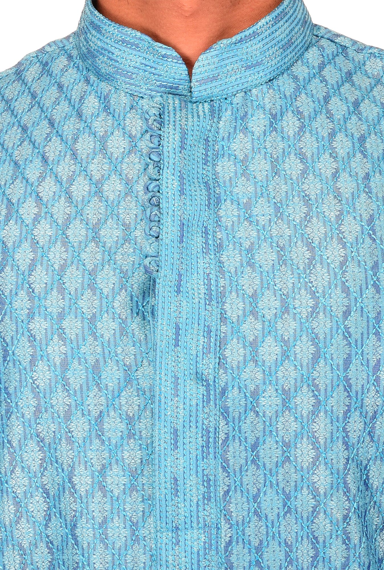 Manyavar Aqua Blue Full Sleeves Kurta Set