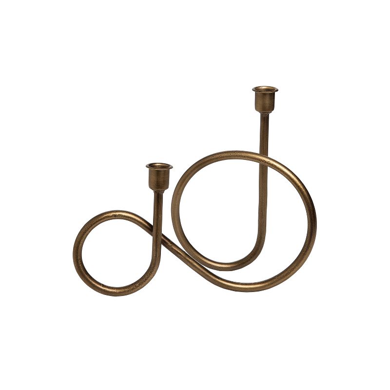 Brass Metal Sculptural Taper Candle Holder - Foreside Home & Garden