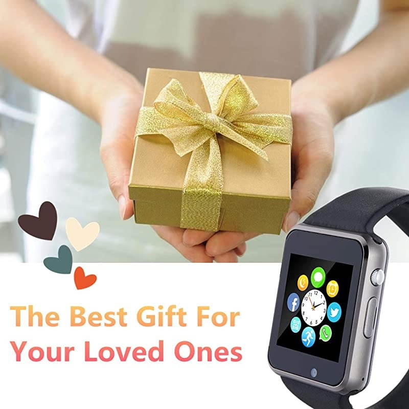 Smart Watch Smartwatch Phone with SD Card Pedometer Call Text Notification SIM Card Slot Music Player Camera Compatible for Android Samsung Huawei and iPhone Partial Functions for Men Women