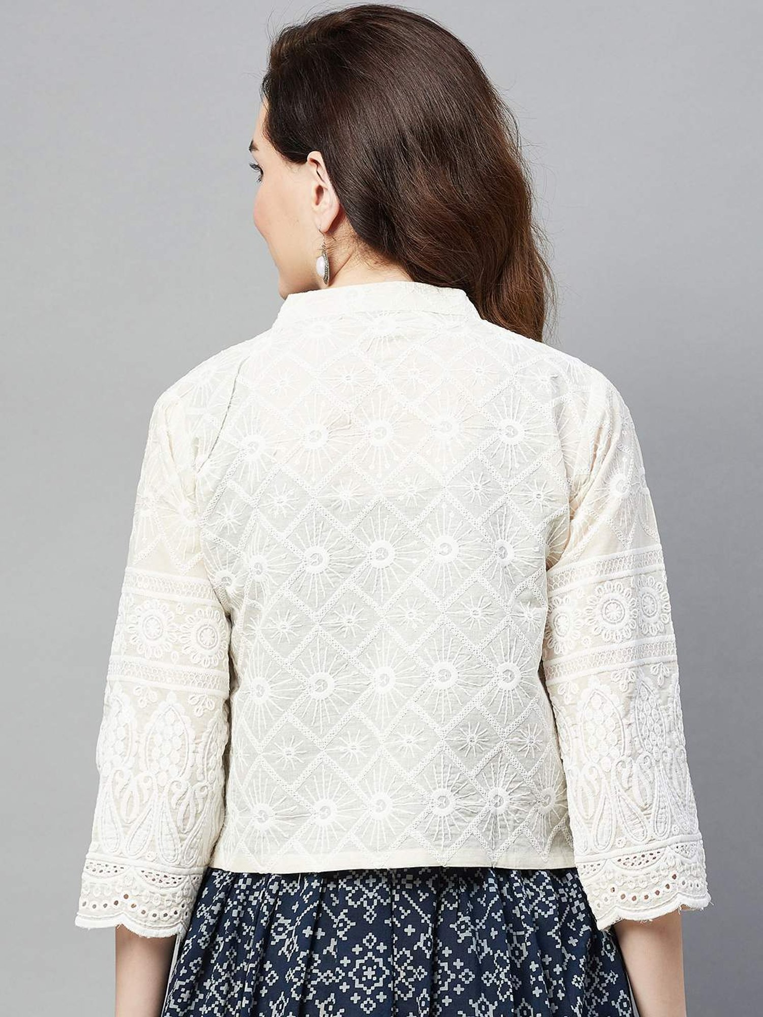 Aarika Cream Embroidered Ethnic Jacket