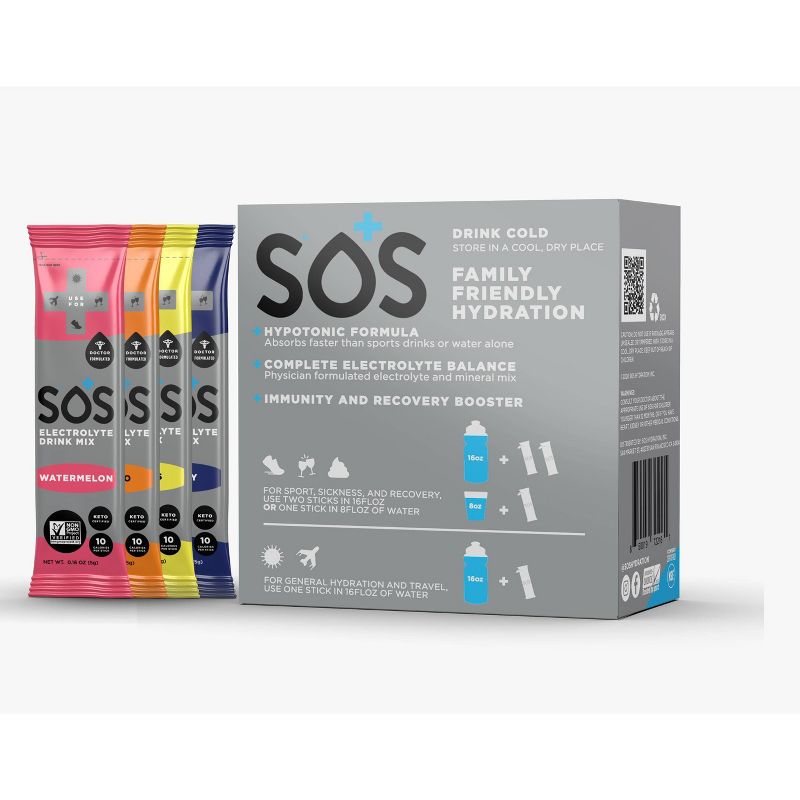SOS Hydration Electrolyte Drink Mix Variety Pack - 20pk