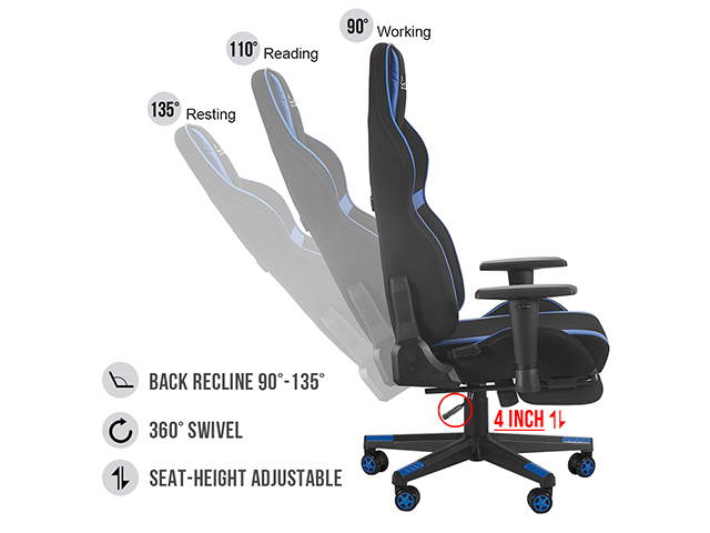 Gaming Chair Racing Office Chair High Back Computer Chair Leather Desk Massage Chair Executive Ergonomic Adjustable Swivel Task Chair, E-Sports Chair with Headrest and Lumbar Support,GC29