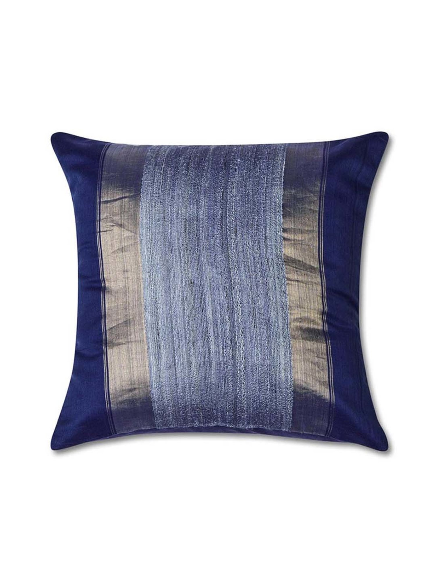 Fabindia Deeva Blue Cotton Silk Cushion Cover