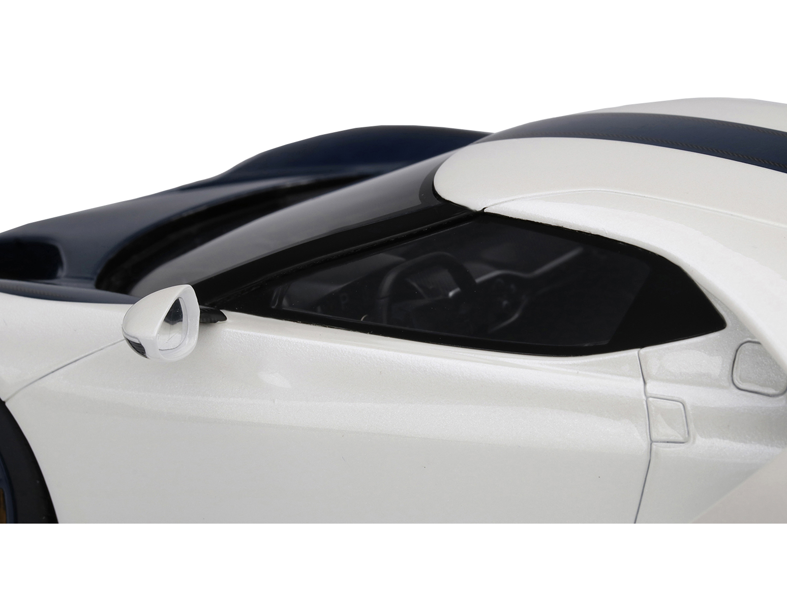 Ford GT "1964 Prototype Heritage Edition" White with Dark Blue Hood and Stripe 1/18 Model Car by Top Speed