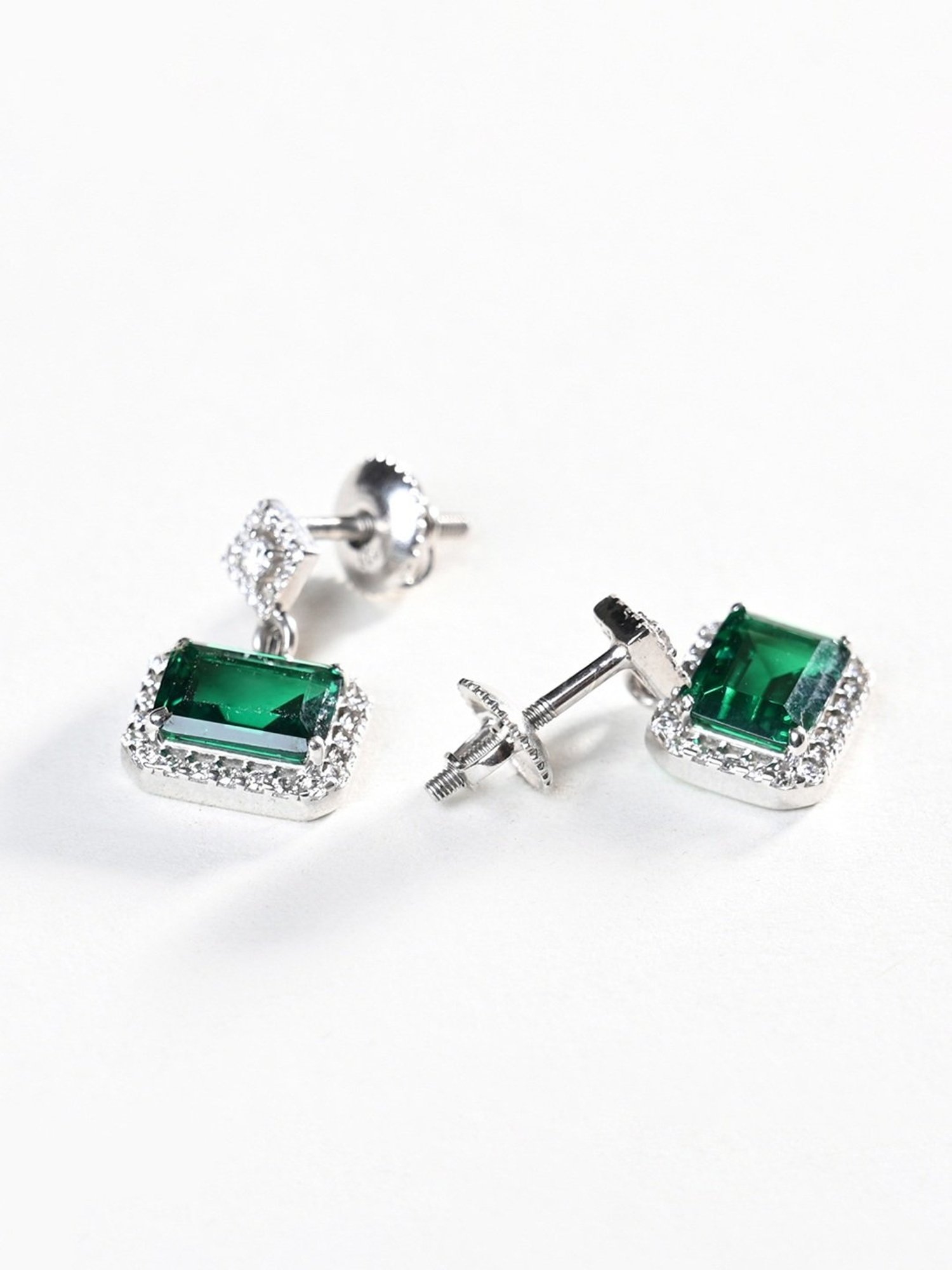 Clara 925 Silver Rhodium-Plated Swiss Zirconia Bianca Drop Earrings - Set of 2