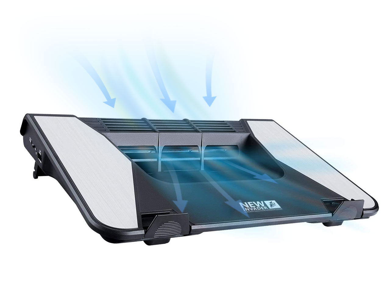 Laptop Cooling Pad, Laptop Cooler with 5 Quiet Red LED Fans for 12"-17" Inch Laptop, Dual USB 2.0 Ports, Portable Angle Adjustable Laptop Stand for Gaming Laptop-Green