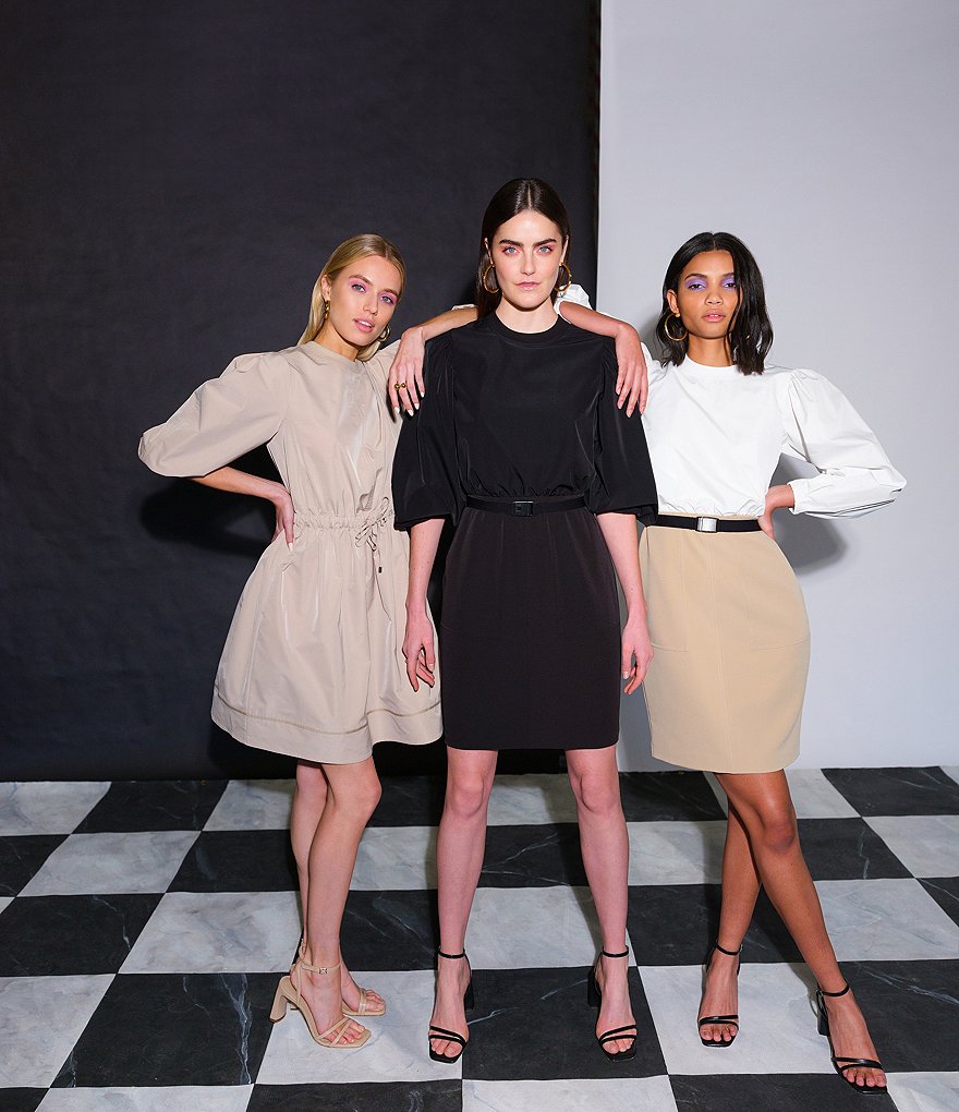 LDT Alecia Long Sleeve Puff Blouse Dress