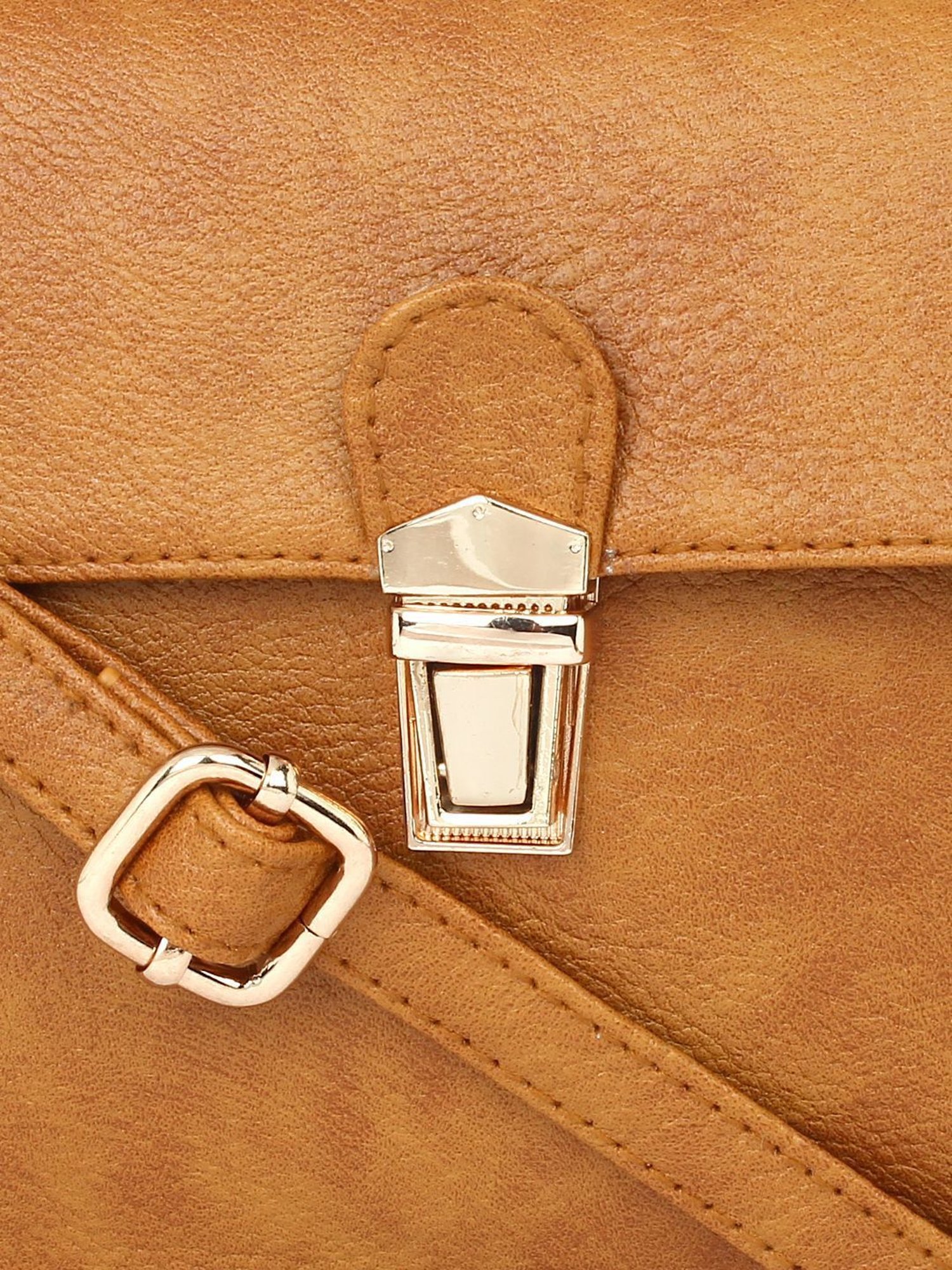 Spice Art Tan Solid Medium Sling Handbag