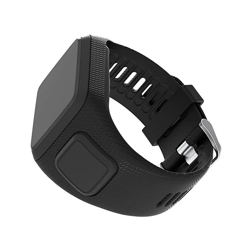 Bands for Tomtom Runner 23 StrapCompatible with Spark 3Golfer2AdventurerRubber Replacement Band for Screen ProtectorGPS Smart Watch AccessoriesBlack