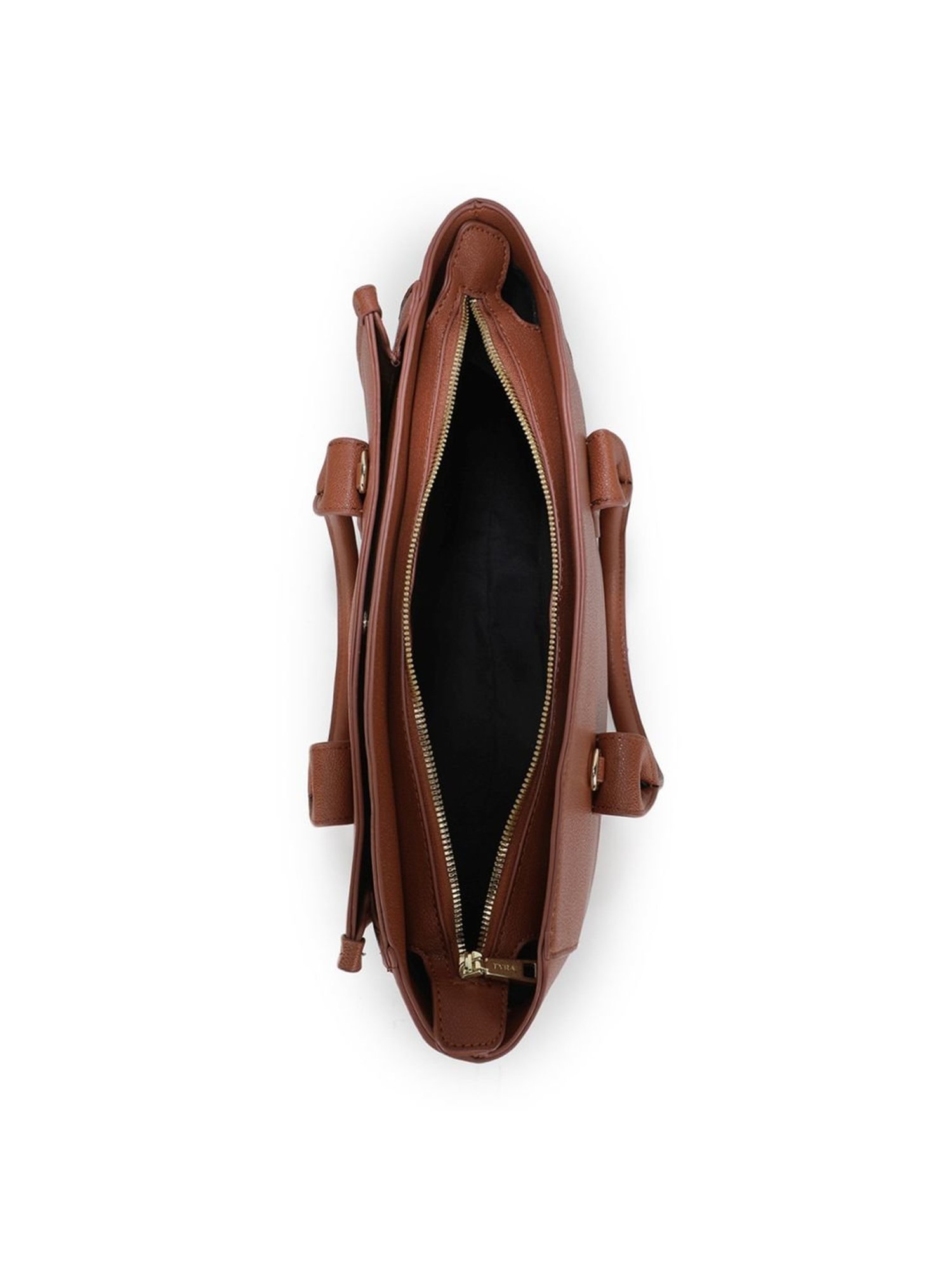 Tyra Eslia Tan Solid Faux Leather Tote Handbag