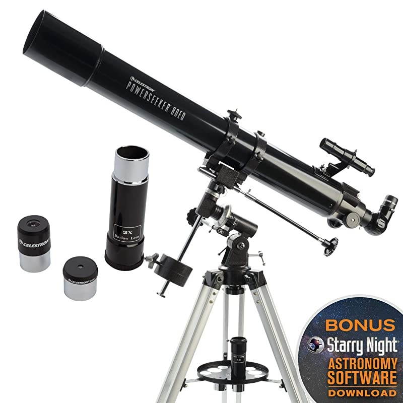 PowerSeeker 80EQ Telescope Manual German Equatorial Telescope for Beginners Compact and Portable BONUS Astronomy Software Package 80mm Aperture