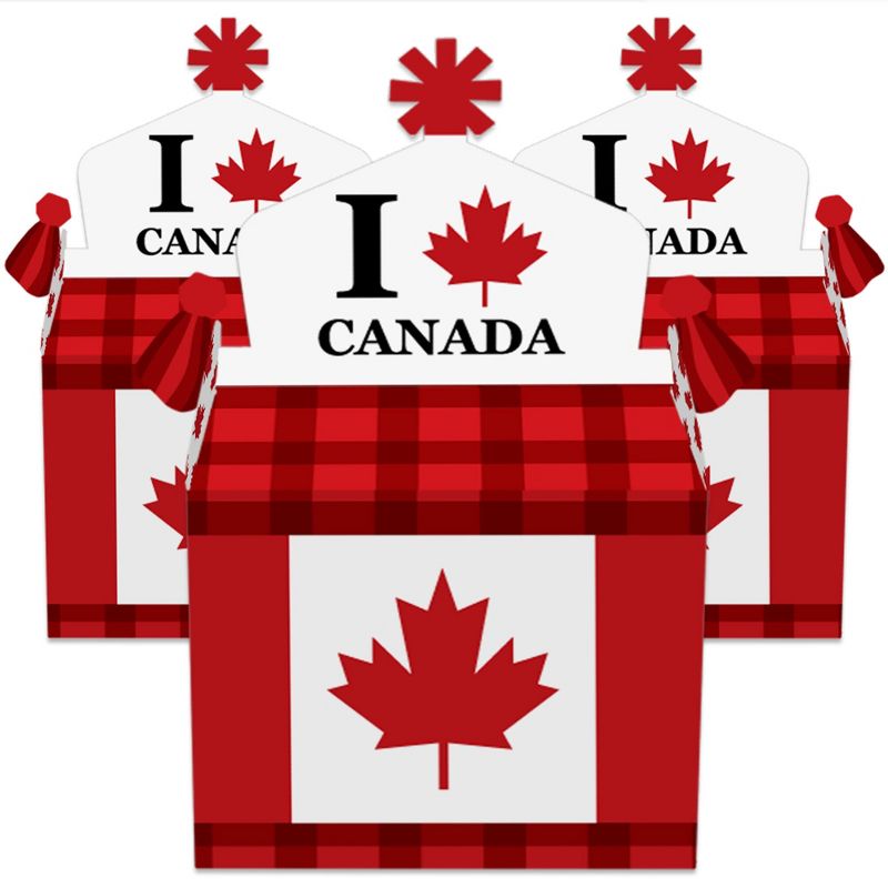 Big Dot of Happiness Canada Day - Treat Box Party Favors - Canadian Party Goodie Gable Boxes - Set of 12