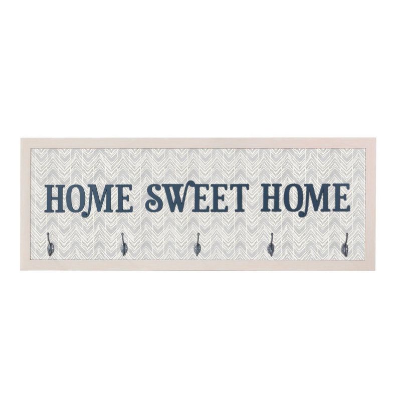 5 Hook Home Sweet Home Framed Coat Rack - Crystal Art Gallery