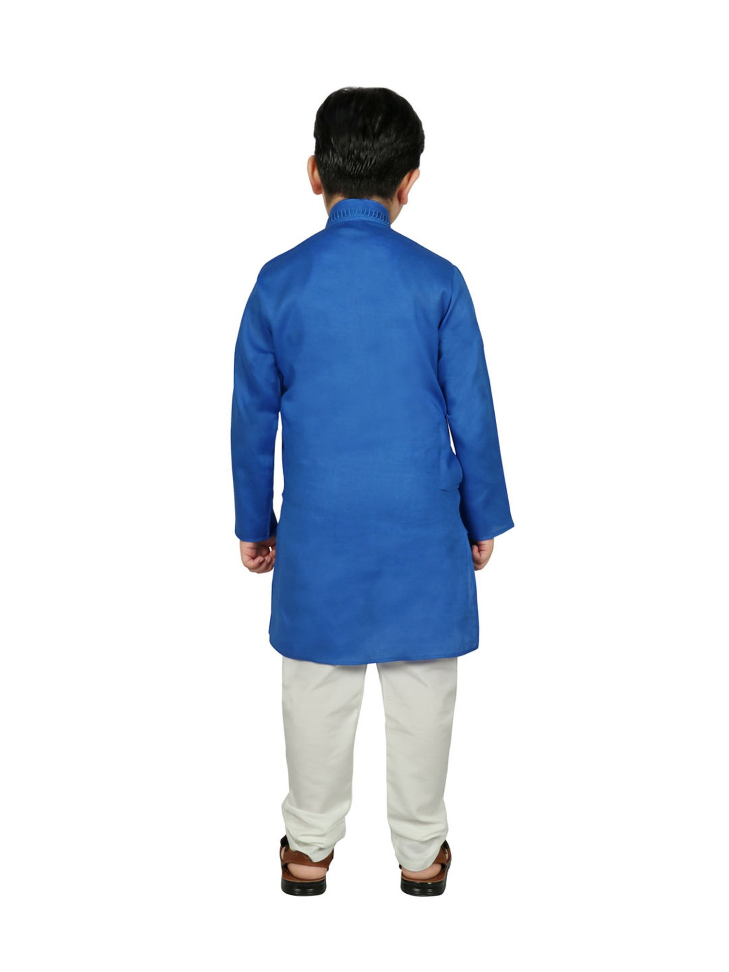 SG Yuvraj Kids Blue & White Solid Kurta with Churidars