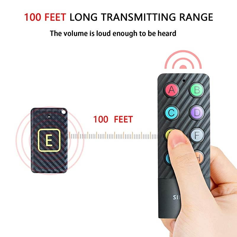 Upgraded Key Finder with Extra Backup RF Transmitter and Lanyards,  Wireless RF Item Locator Tracker Support Remote Control with Loud Beep - Pet/Wallet/Phone/Glasses Tracker