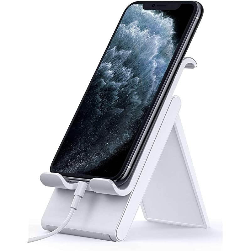 Adjustable Cell Phone Stand Foldable Portable Holder Cradle for Desk Desktop Charging Dock Compatible with Phone 12 Mini 11 Pro XS Max XR X 8 7 6S Plus Galaxy S10 S9 S8 Smartphones Gray