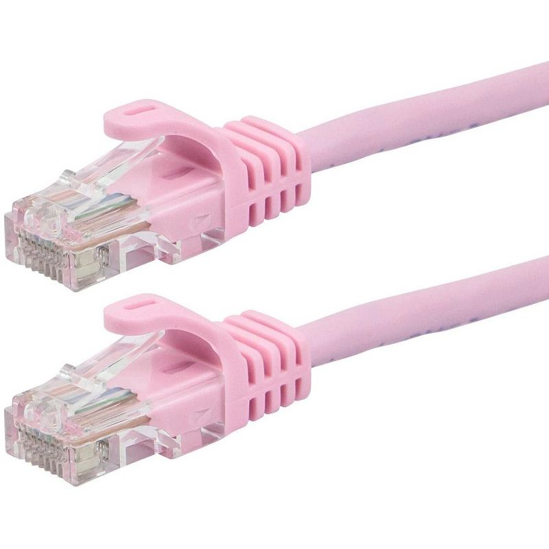 Monoprice Flexboot Cat5e Ethernet Patch Cable - Network Internet Cord - RJ45, Stranded, 350Mhz, UTP, Pure Bare Copper Wire, 24AWG, 10ft, Pink