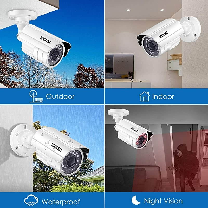 1080P 20MP HD 1920TVL Hybrid 4in1 TVICVIAHD960H CVBS CCTV Security Camera Indoor Outdoor 80ft Night VisionAluminum Metal Cam For 960H720P1080P5MP4K analog Surveillance DVR White