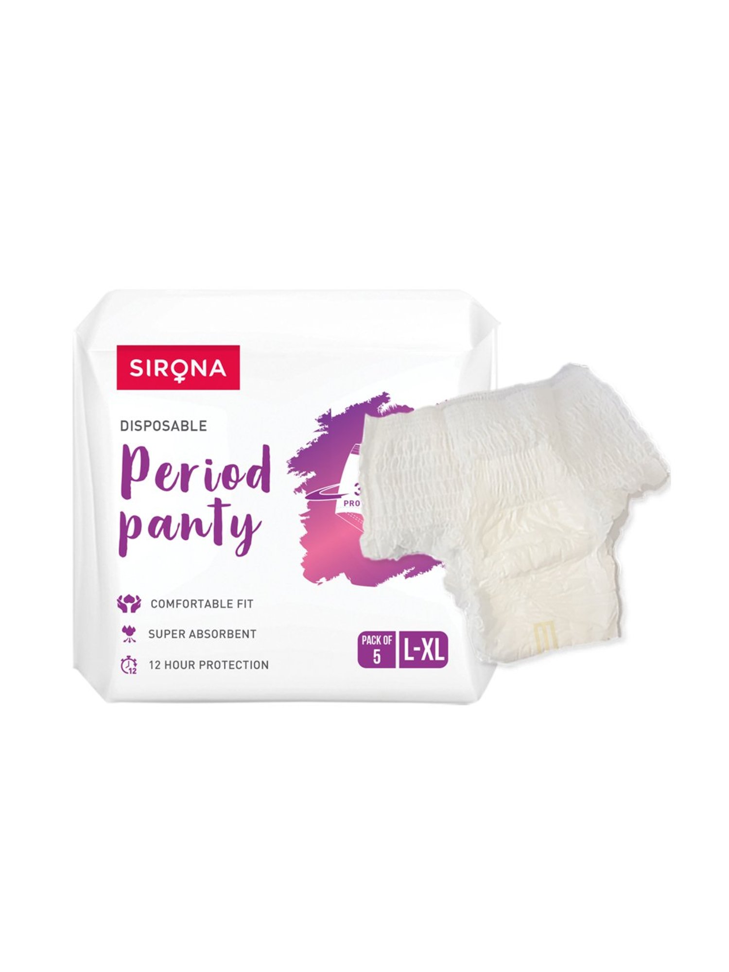 Sirona Disposable Period Panties for Women (L-XL) - Pack of 5