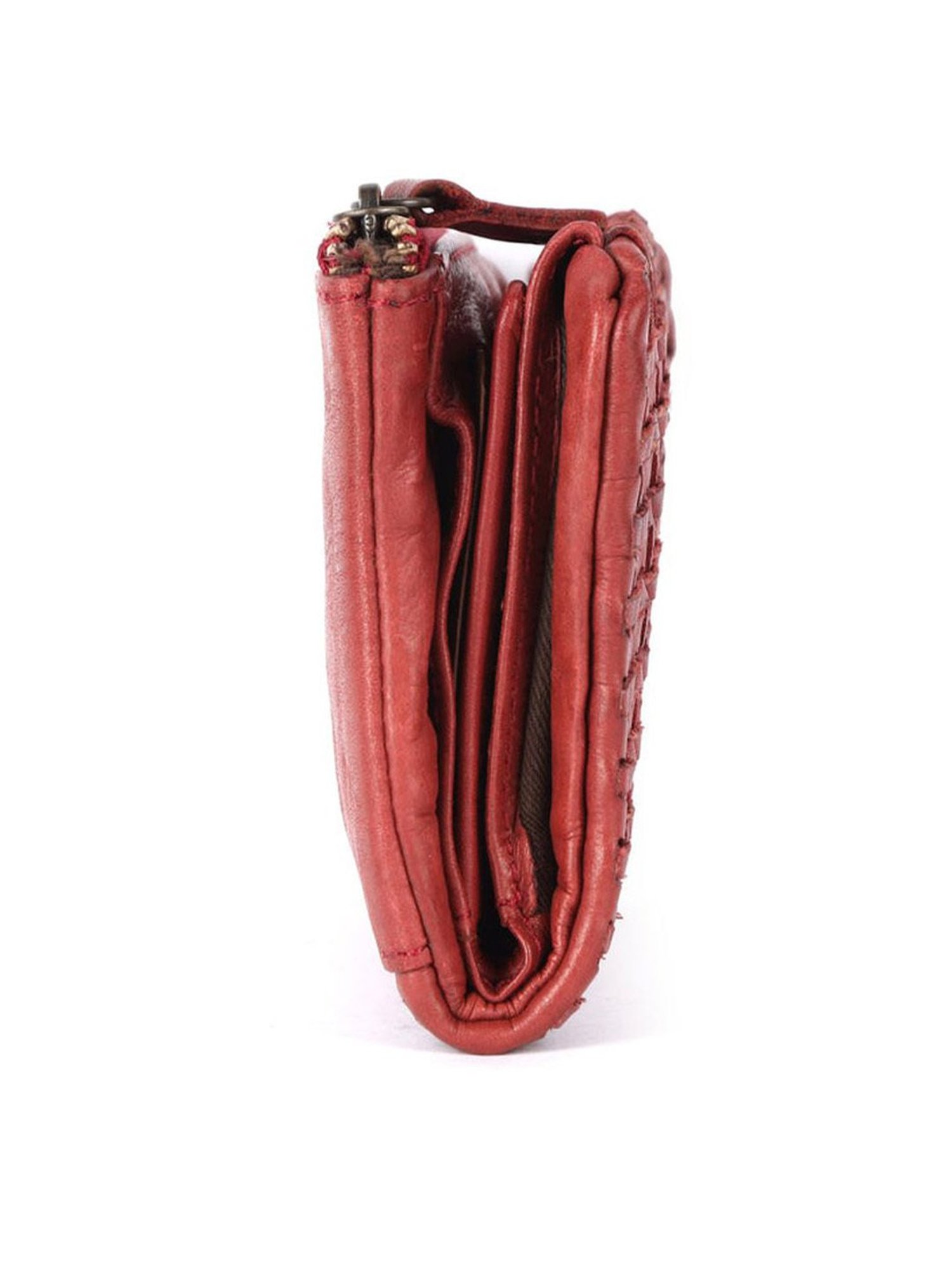 KOMPANERO Levi Red Leather Textured Wallet