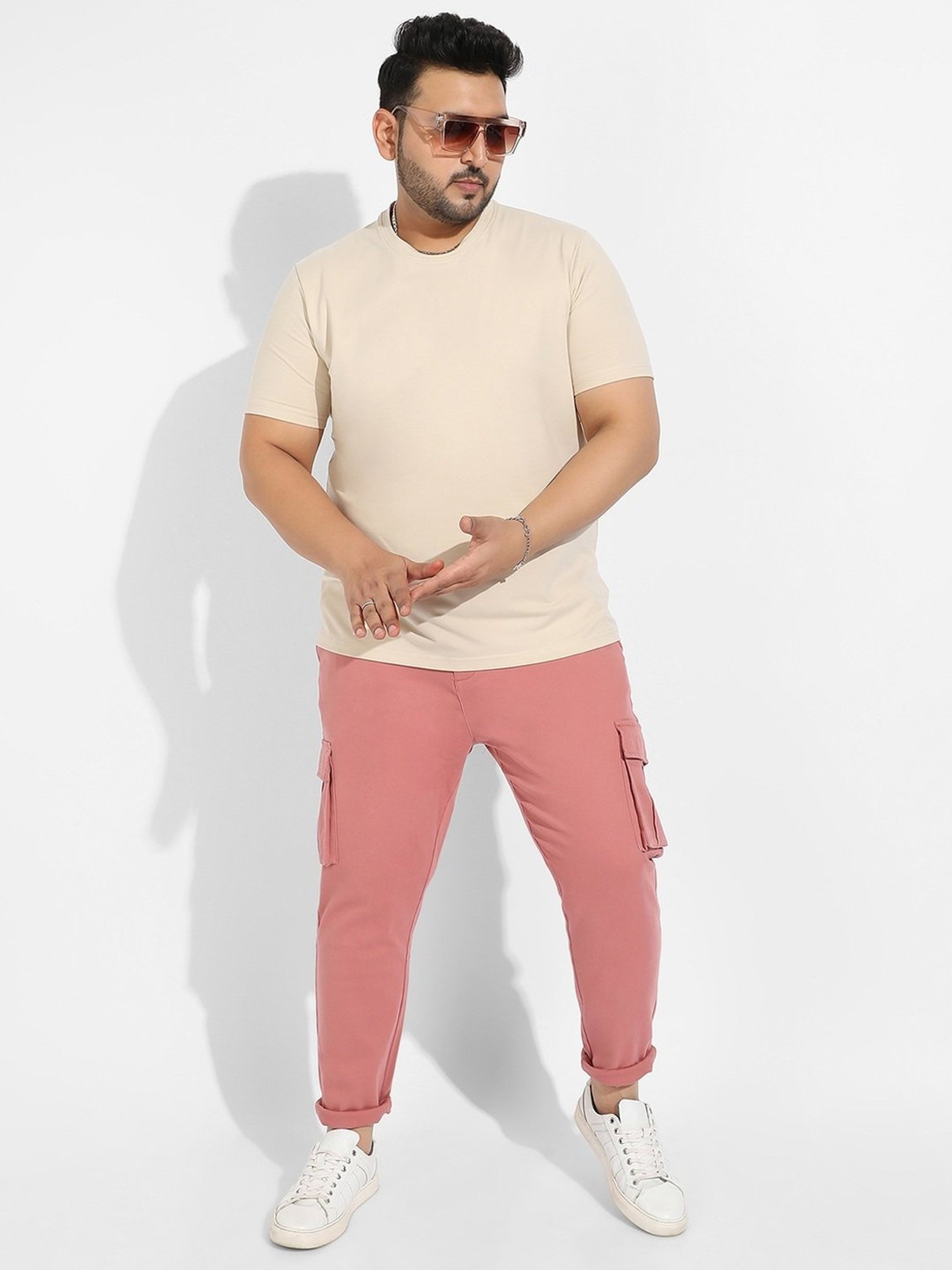 Instafab Plus Pink Regular fit Plus Size Cargos