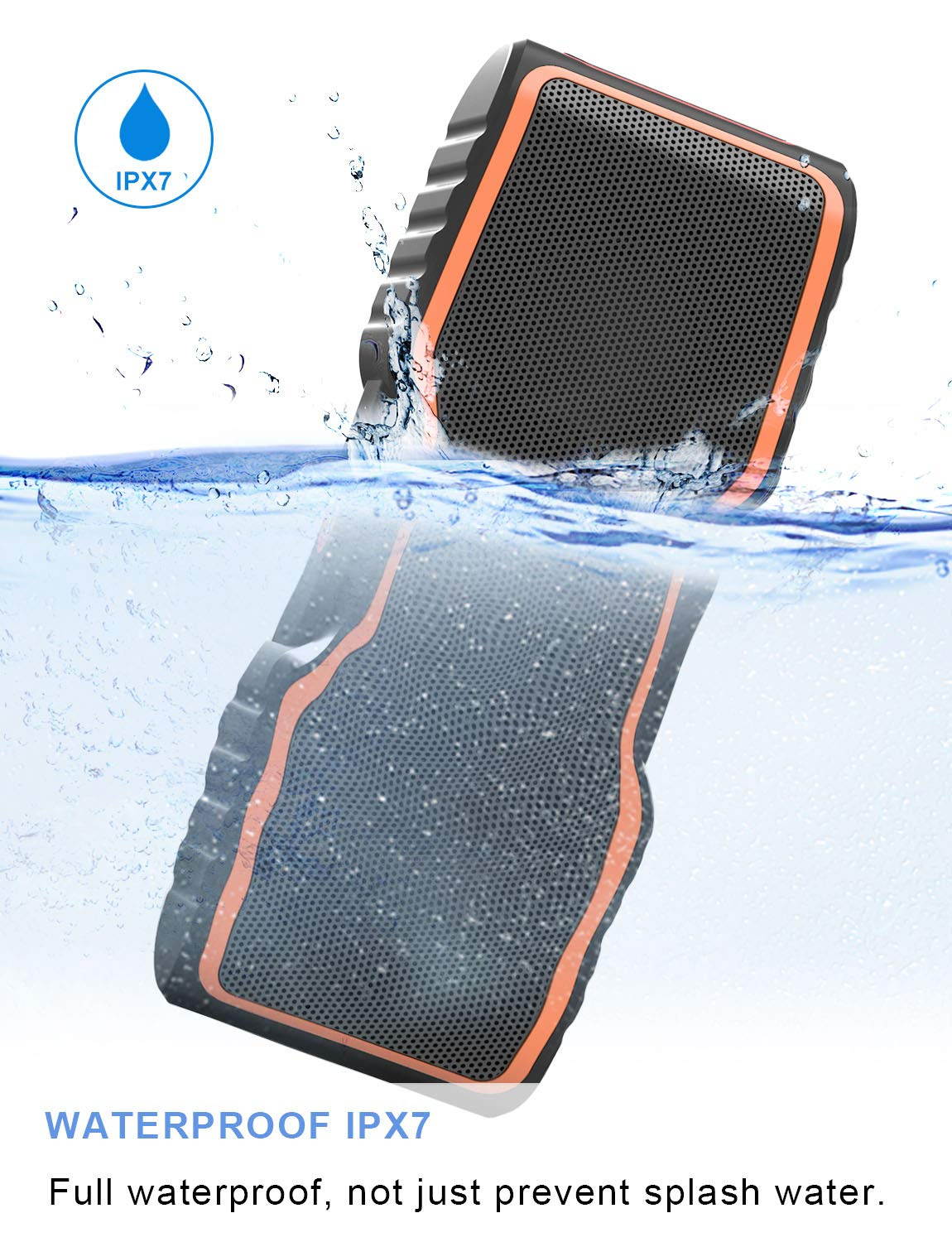 AOMAIS Sport II Portable Wireless Bluetooth Speakers 4.0 Waterproof IPX7, 20W Bass Sound, Stereo Pairing, Durable Design Backyard, Outdoors, Travel, Pool, Home Party (Orange)