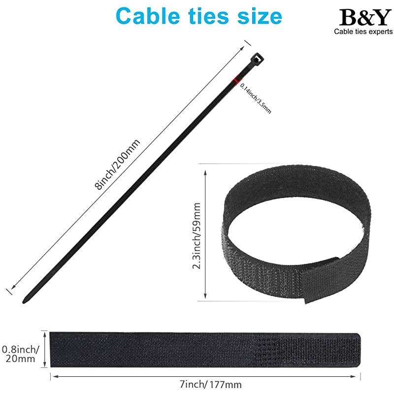 Heavy Duty Cable Zip Ties,Zip Ties,50PCS Reusable Cable Zip Ties,8 Inches Plastic Cable Zip Ties, 50 Lbs Tensile Strength,7 Inches Adjustable Cable Zip Ties,(Black)