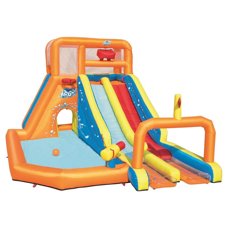 H2OGO! Tsunami Waves Summit Mega Inflatable Kids Backyard Outdoor Play Water Park with Water Slides and Heavy Duty Air Blower