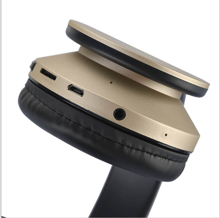 Bluetooth stereo headset headphone with FM stereo radio/wired headphone/MP3 player answer/end calling gold+black color