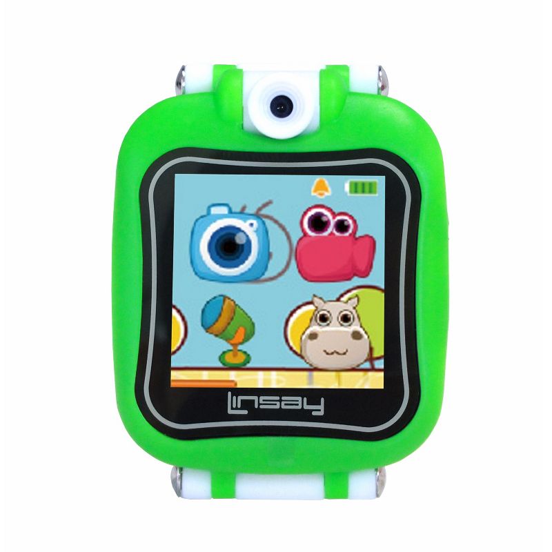 LINSAY 1.5" Kids Smartwatch 90 Degree Selfie Camera HD for Videos/Photos Learning Apps Green
