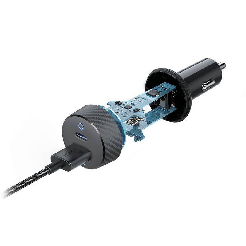 Anker 2-Port PowerDrive 27W USB-C Car Charger (with 3' USB-C to USB-A Cable) - Black
