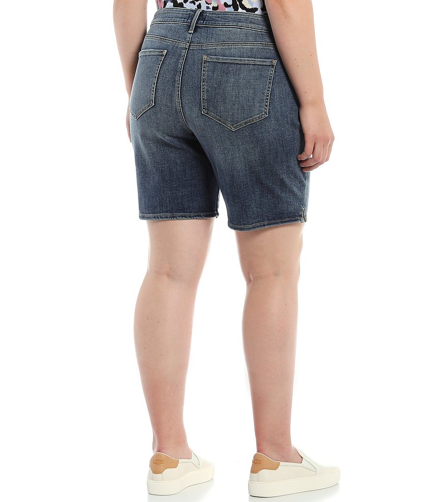 NYDJ Plus Size Ella Side-Slit Hem Mid Rise Shorts
