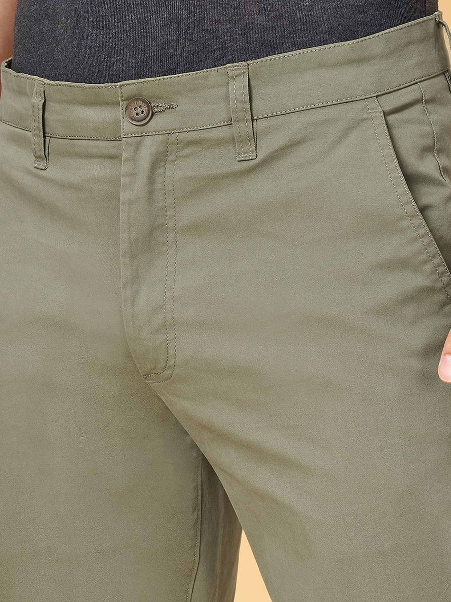 Byford By Pantaloons Olive Regular Fit Trousers