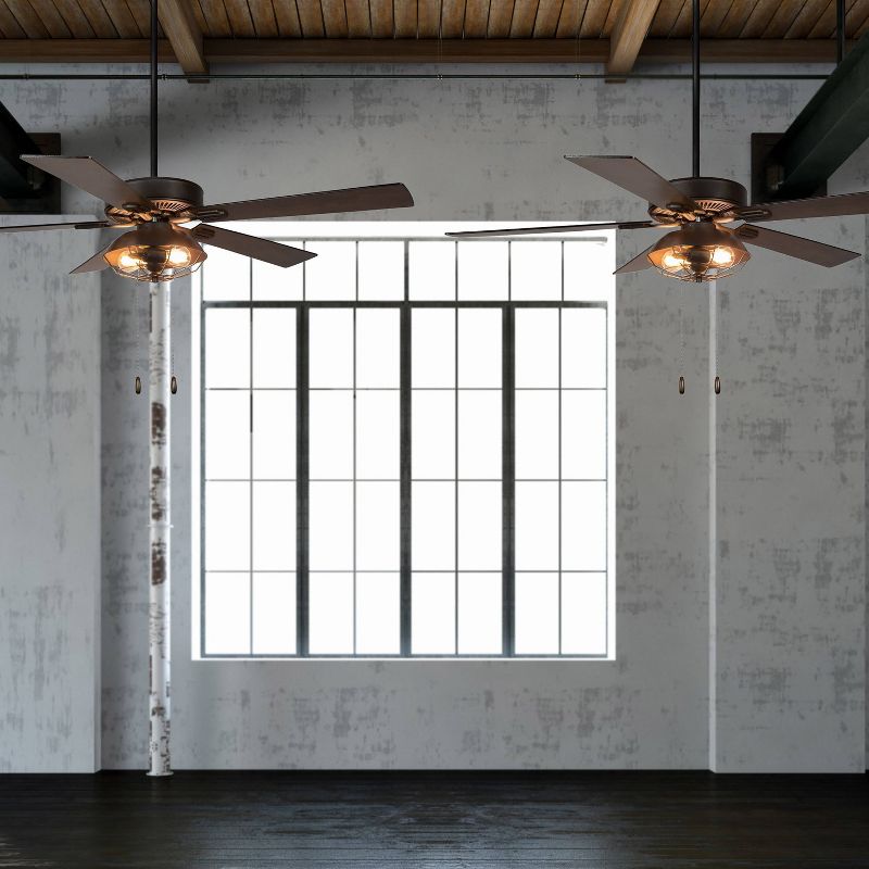 52" 5-Blade LED Farmhouse Lantern Lighted Ceiling Fan - River of Goods