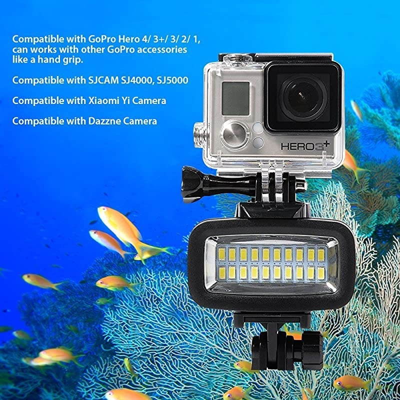 700LM Diving Video Fillin Light LED Lighting Lamp Waterproof 40M 1900mAh Builtin Rechargeable Battery with Diffuser for GoPro SJCAM Xiaomi Yi Sports Action Camera