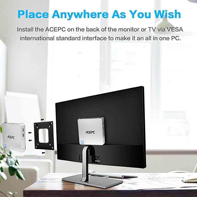 PC,T11 Windows 10 Pro(64-bit) Intel x5-Z8350 Fanless Computer with HDMI/VGA Port,4K HD,4GB/64GB eMMC,2.4/5G WiFi,Gigabit Ethernet,Support 2.5-Inch SATA SSD/HDD,Auto Power On