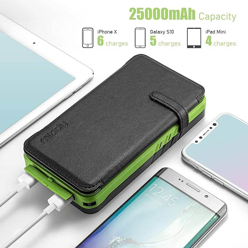 Solar Power Bank,  Camping Phone Charger 25000mAh Dual Output, External Battery Pack for iPhone, Samsung Galaxy, Android Phone and More &hellip;