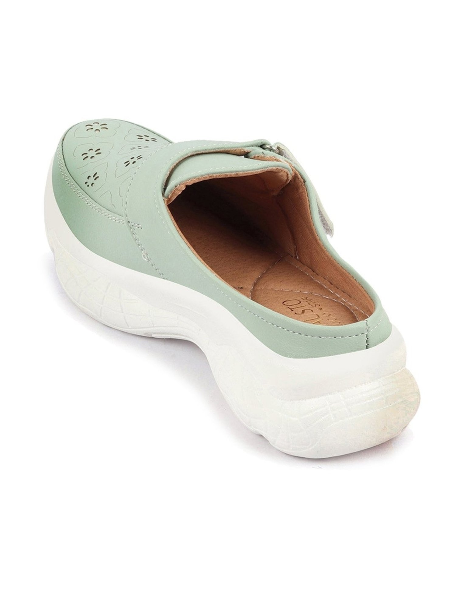 Fausto Women's Pista Green Mule Shoes