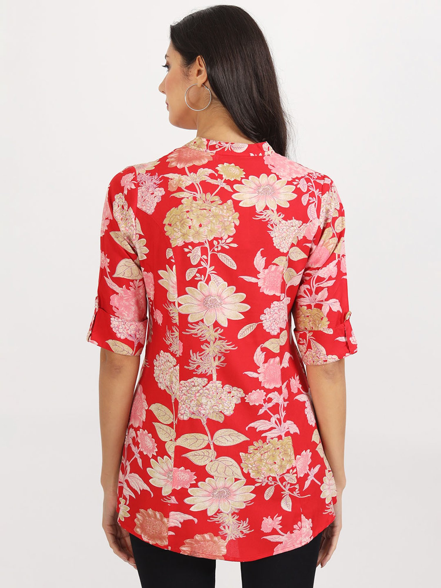 Divena Red Floral Print Tunic