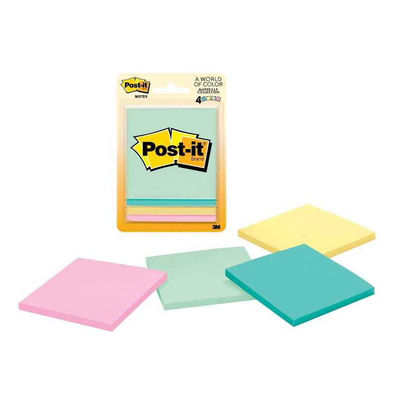 Post-it Notes 4pk 3" x 3" Marseille Collection 50 Sheet/Pad