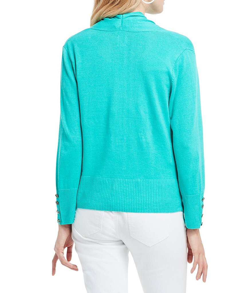 NIC + ZOE Book Club Shawl Collar Open Front Linen Blend Cardigan