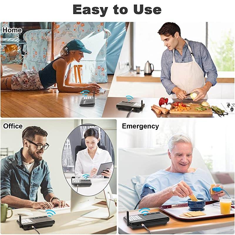 Wireless for Home - Long Range 1 Mile Wireless Intercom System with Radio Sound 10 Channel 3 Digital Code - Room to Room for Home Office School Business House (Pack of 4)
