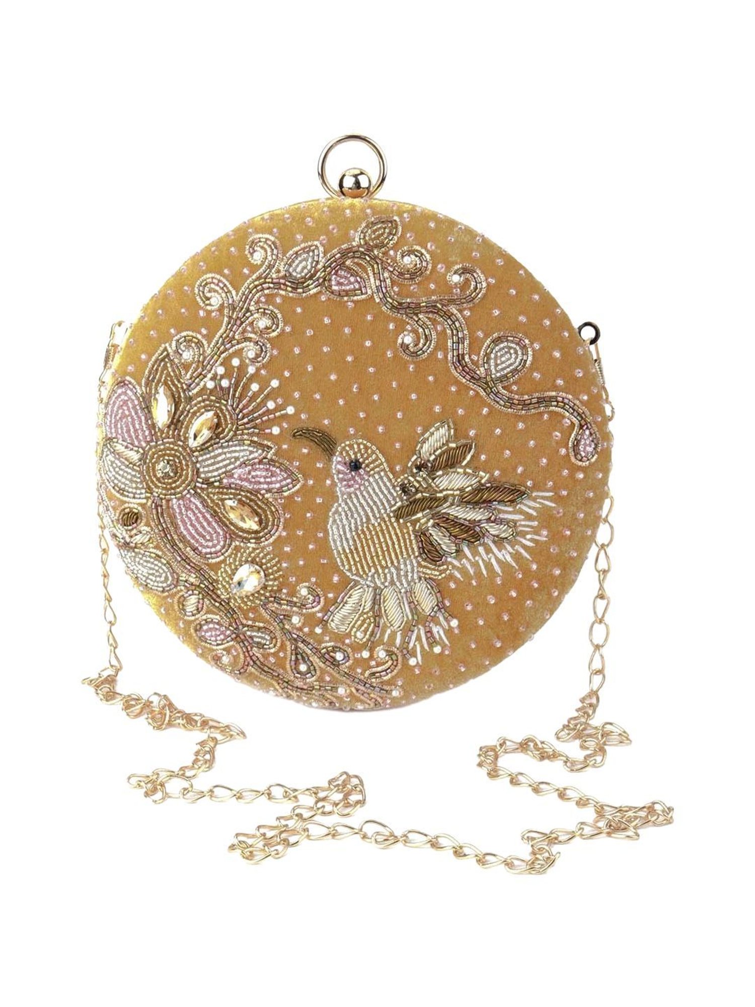 Odette Yellow Embellished Sling Handbag